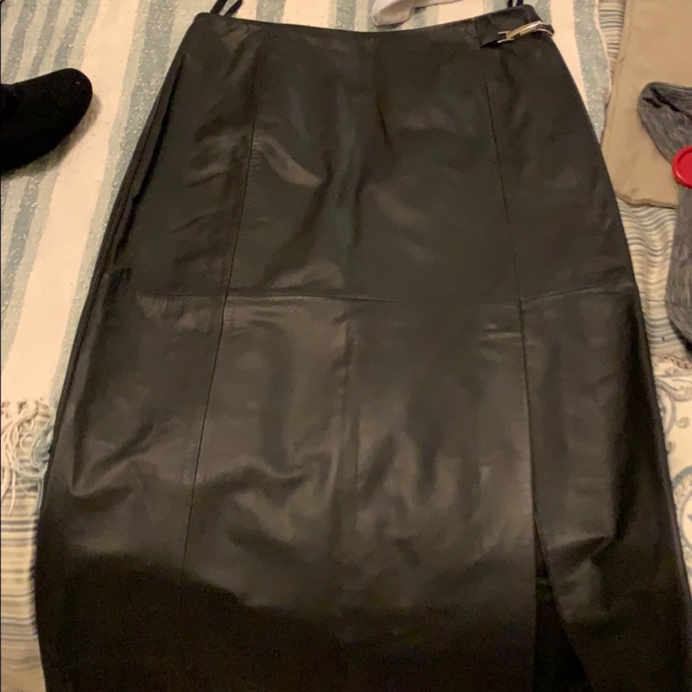 Knee length leather skirt
